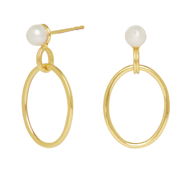 Sora oval pearl hoop earrings